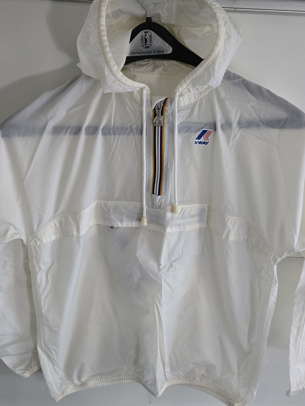 K-Way White Packable Anorak Windbreaker